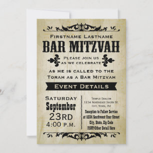 Invitación a Mitzvah del Rustic Vintage Country Ba