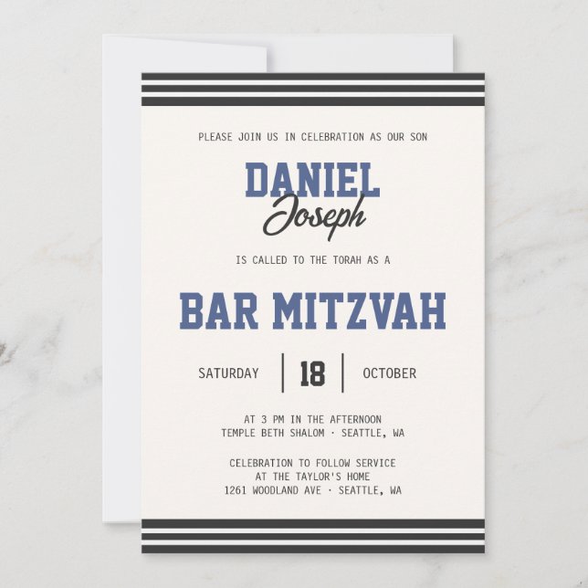 Invitación a Mitzvah del Sport jacket Bar (Anverso)