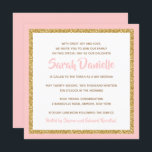 Invitación a Mitzvah por Bat de Oro y Rosa<br><div class="desc">Esta invitación a la moda de Bat Mitzvah presenta un purpurina falso y brillante en una capa sobre un fondo de color sólido. Utilice el formulario de plantilla para agregar su propia información. La función "Personalizar" puede utilizarse para cambiar el estilo, el color y la disposición del tipo de letra....</div>