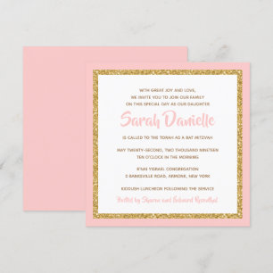 Invitación a Mitzvah por Bat de Oro y Rosa