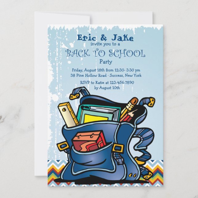 Invitación a mochila escolar (Anverso)