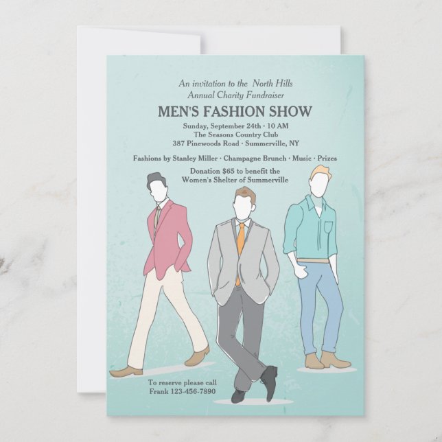 Invitación a Modelos de Moda Masculina (Anverso)