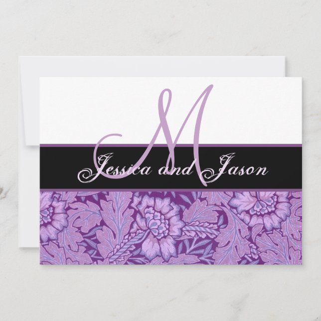 Invitación a monograma de matrimonio iris malva-vi (Anverso)