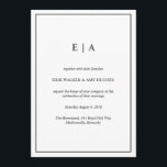 Invitación a monograma elegante en blanco y negro<br><div class="desc">Invitación a una boda en monograma mínimo, elegante en blanco y negro. Puede ser totalmente personalizado para satisfacer sus necesidades. © Gorjo Designs via Zazzle. // ¿Necesita ayuda para personalizar su diseño? ¿Tienes otras ideas? No dude en ponerse en contacto conmigo (Zoe) directamente a través del enlace de abajo >>...</div>