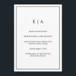 Invitación a monograma elegante en blanco y negro<br><div class="desc">Invitación a una boda en monograma mínimo, elegante en blanco y negro. Puede ser totalmente personalizado para satisfacer sus necesidades. © Gorjo Designs via Zazzle. // ¿Necesita ayuda para personalizar su diseño? ¿Tienes otras ideas? No dude en ponerse en contacto conmigo (Zoe) directamente a través del enlace de abajo >>...</div>