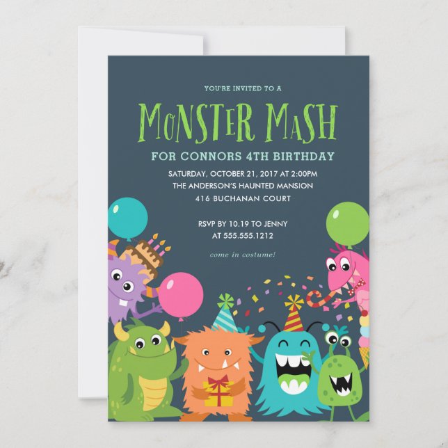 Invitación a MONSTER MASH KIDS BIRTHDAY PARTY (Anverso)