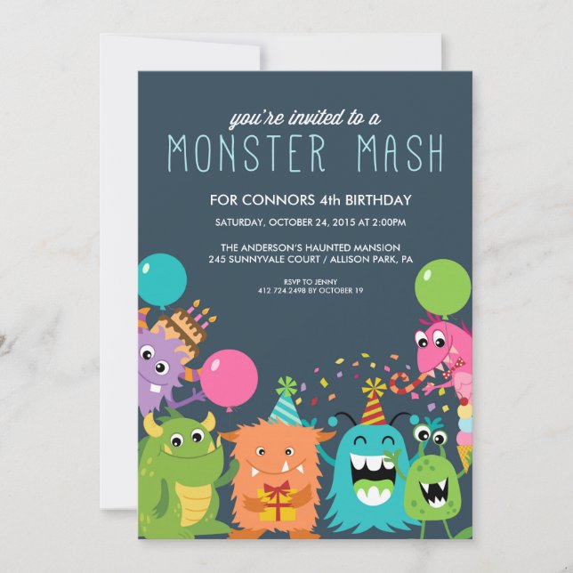 Invitación a MONSTER MASH KIDS BIRTHDAY PARTY (Anverso)