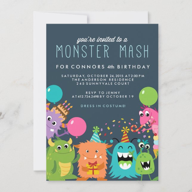 Invitación a MONSTER MASH KIDS BIRTHDAY PARTY (Anverso)