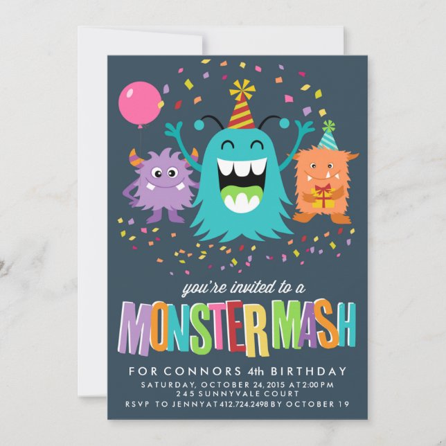 Invitación a MONSTER MASH KIDS BIRTHDAY PARTY (Anverso)