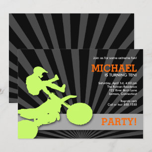 Invitación a motocross Dirtbike, verde y Naranja
