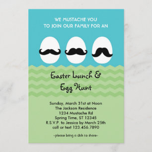 Invitación a Mustache Eggs de Pascua