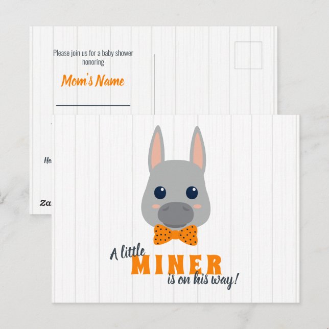 Invitación a Naranja de Baby Boy Miners en Baby Sh (Anverso / Reverso)