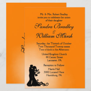 Invitación a Naranja de Novia y Groom
