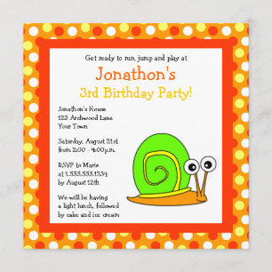 Invitación a Naranja y cumpleaños de caracol verde