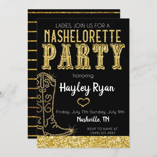 Invitación a Nashelorette Bachelorette Nashville (Anverso / Reverso)