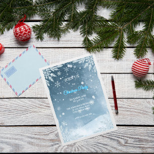 Invitación a Navidades con elegancia blanca y azul