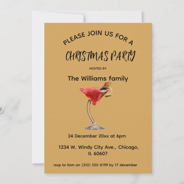Invitación a Navidades de cócteles (Anverso)