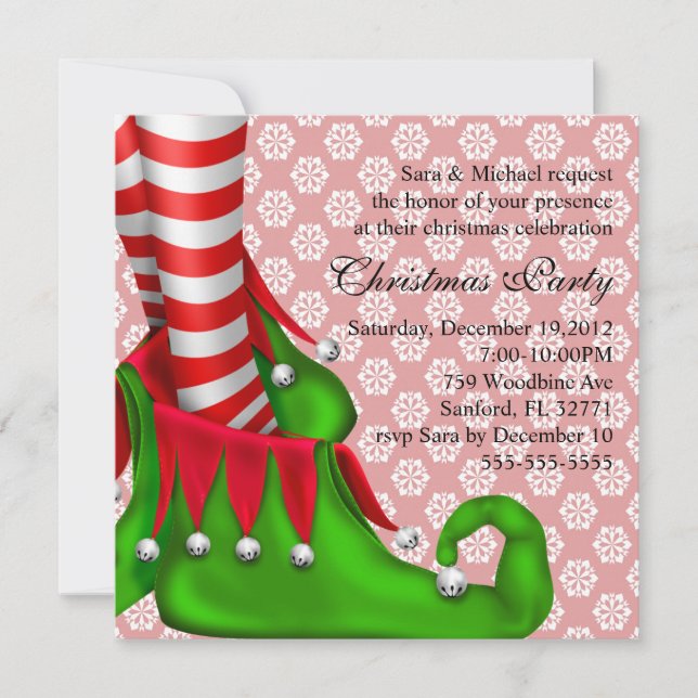 invitación a navidades de elf shoe (Anverso)
