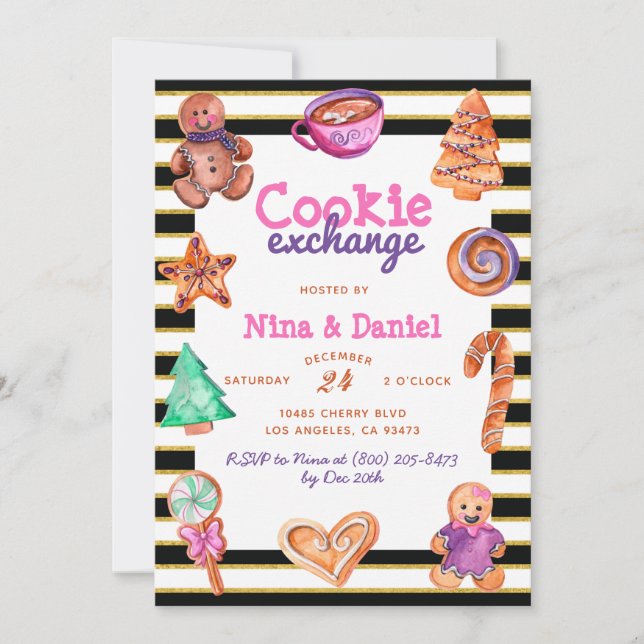 Invitación a Navidades de Intercambio de Galletas  (Anverso)