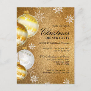 Invitación a Navidades de Purpurina de oro de lujo