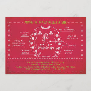 Invitación a Navidades de suéter fea graciosa