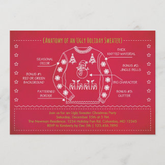 Invitación a Navidades de suéter fea graciosa