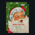 Invitación a Navidades del Viejo Retro Santa Claus<br><div class="desc">Esta invitación a los Navidades fue creada para una casa abierta de vacaciones. El diseño incluye un retrato de un Santa Claus vintage. Personalice esta invitación festiva en rojo y verde con su información. Utilice esta invitación de plantilla para una casa abierta de vacaciones, un fiesta de Navidades u otro...</div>