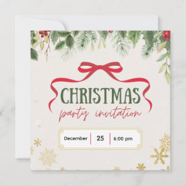 Invitación a Navidades festivos beige y verde