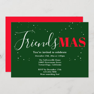 Invitación a Navidades rojos verdes de Friendsmas