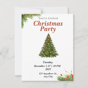Invitación a Navidades verdes modernos