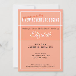 Invitación A New Adventure Begins Peach Babyshower Invitation
