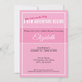 Invitación A New Adventure Begins Pink Babyshower Invitation