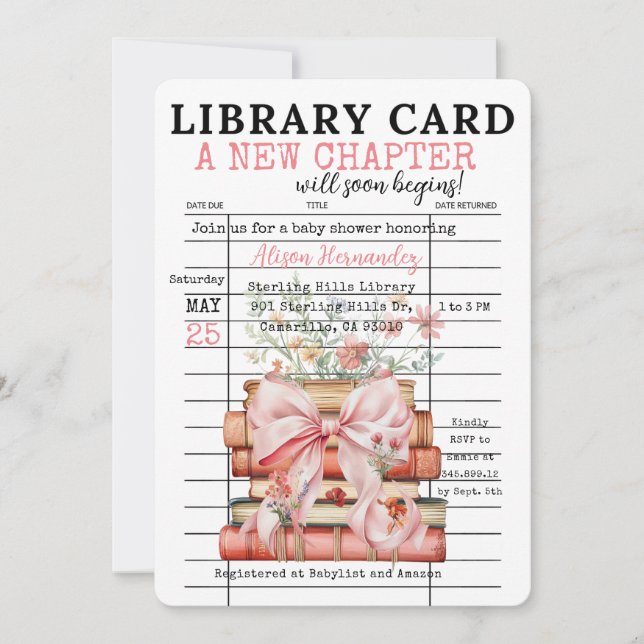 Invitación A New Chapter Baby Shower (Anverso)