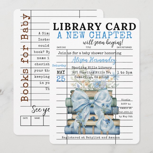 Invitación A New Chapter Baby Shower BOY Invitation (Anverso / Reverso)