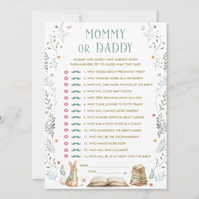 Invitación A New Chapter Baby Shower Guess Who Game Card (Anverso)