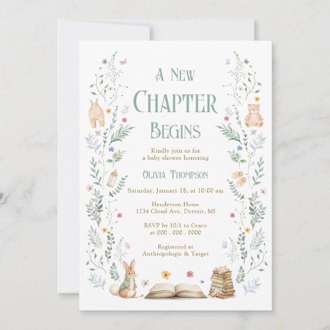 Invitación A New Chapter Baby Shower Invitation (Anverso)