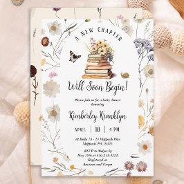 Invitación A New Chapter Baby Shower Storybook Wildflower