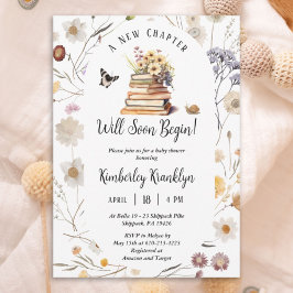 Invitación A New Chapter Baby Shower Storybook Wildflower