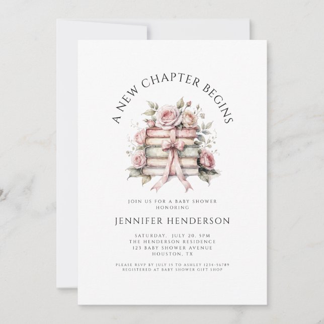 Invitación A New Chapter Begins Baby Shower (Anverso)