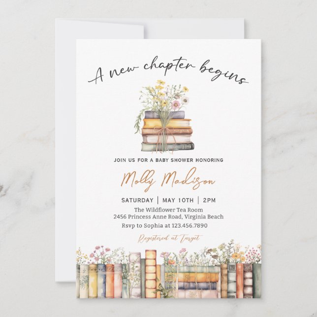 Invitación A New Chapter Begins Baby Shower Invitation (Anverso)