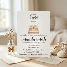 Invitación A New Chapter Begins Baby Shower Invitation 
