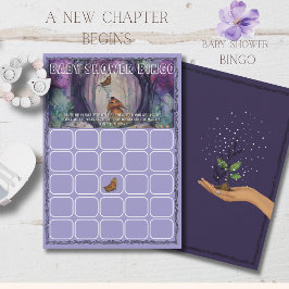 Invitación A New Chapter Begins Bingo game Baby Shower Card