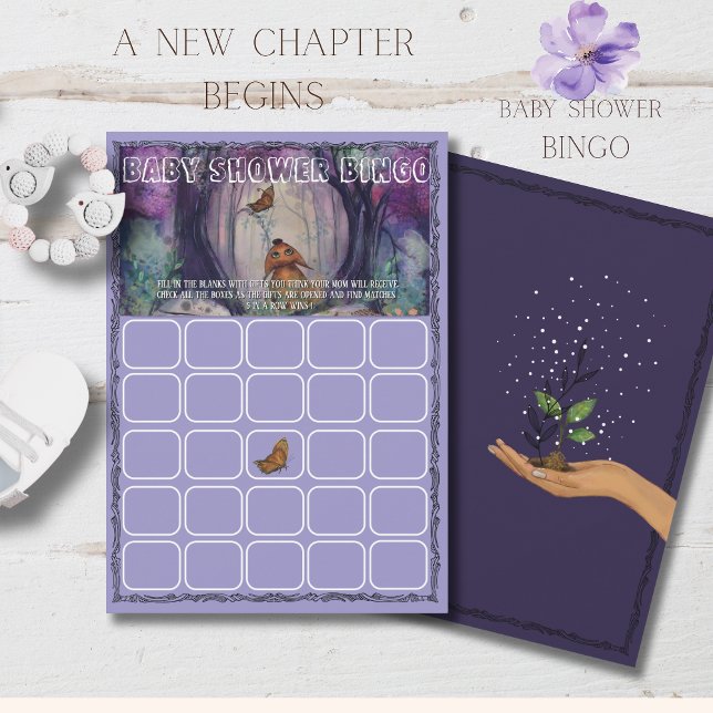 Invitación A New Chapter Begins Bingo game Baby Shower Card (A New Chapter Begins Bingo game Baby Shower Invitation)