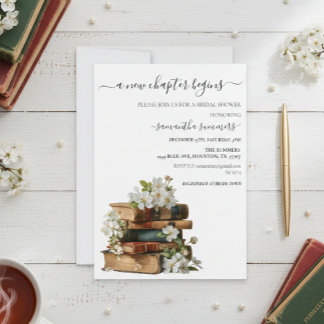 Invitación A new Chapter Begins Book Bridal shower