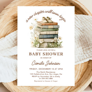 Invitación A New Chapter Begins Books Baby Shower Invitation