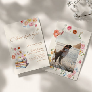 Invitación A New Chapter Begins Bridal Shower Floral Photo