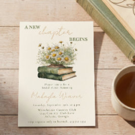 Invitación A New Chapter Begins Floral Books Bridal Shower