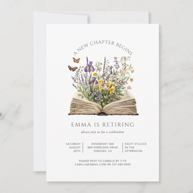 Invitación A New Chapter Begins Retirement Party (Anverso)