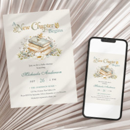 Invitación A New Chapter Begins Rustic Book Theme Baby Shower