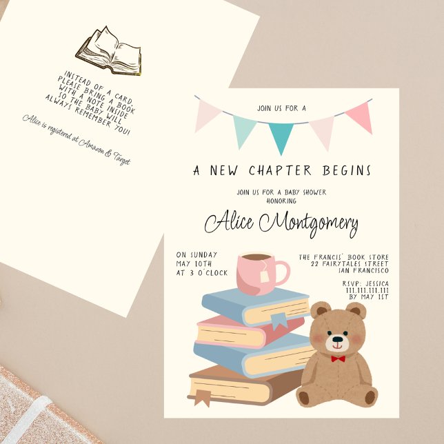 Invitación A New Chapter Begins Storybook Boho Baby Shower  (Subido por el creador)